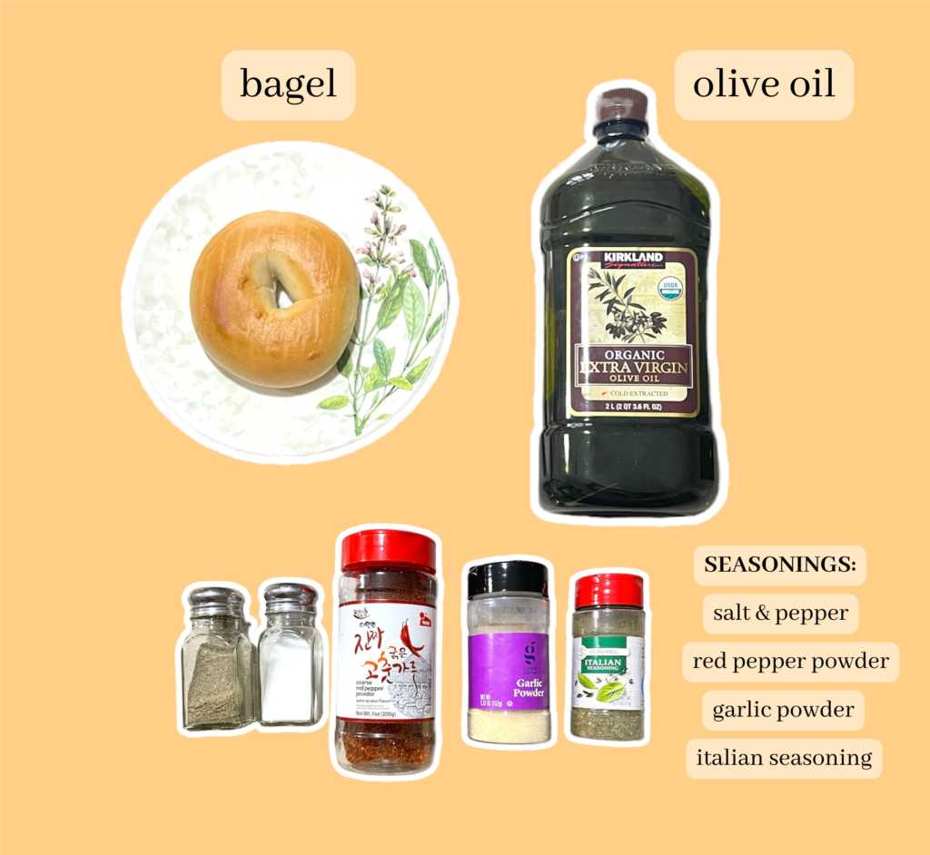 ingredients needed for bagel croutons 