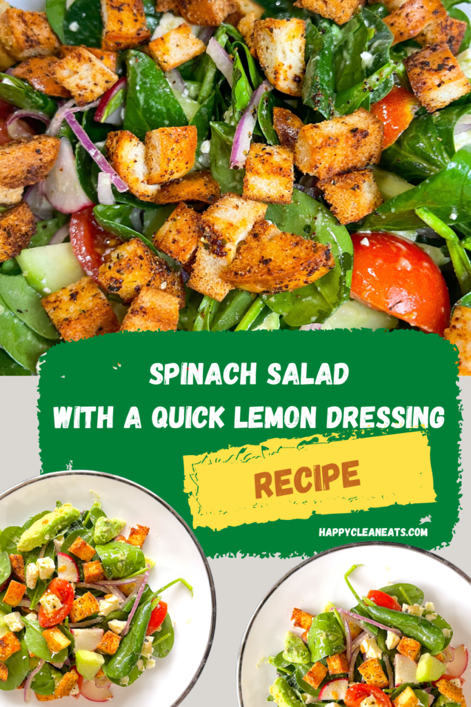 Spinach salad with a quick lemon dressing 